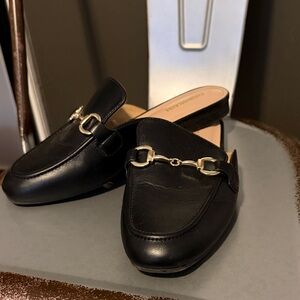 Charming Black Mules with Silver Accent